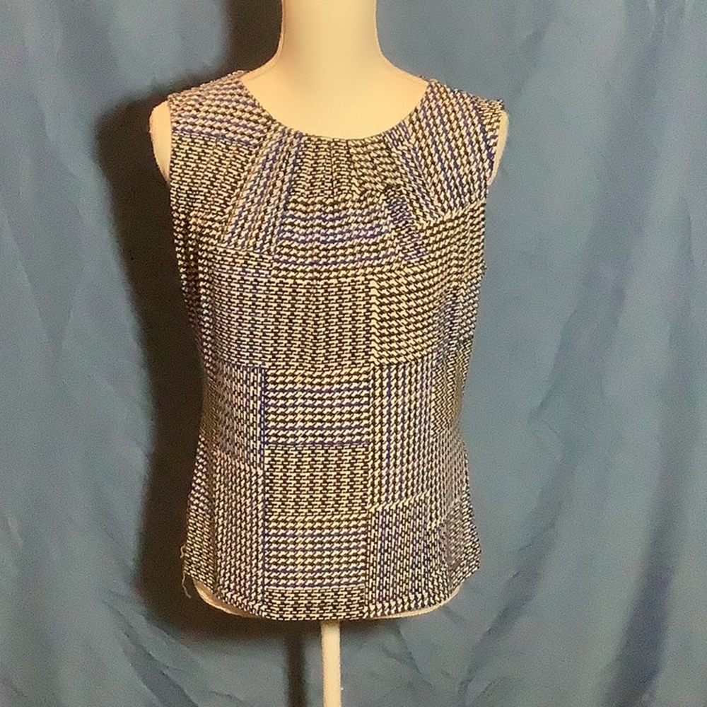 Calvin Klein Blue Black and White Sleeveless Top.